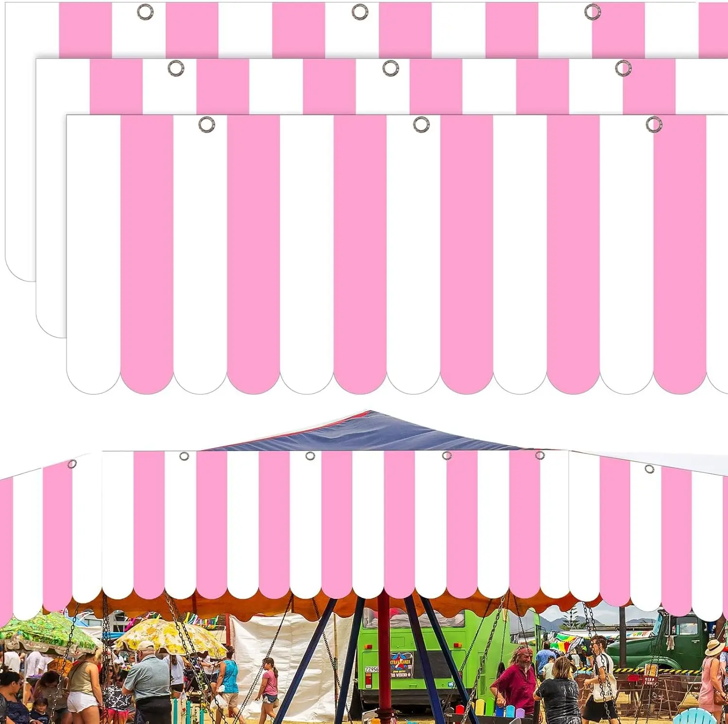 3 uds. Decoraciones para toldo de carnaval, tienda de campaña, decoraciones colgantes de circo, pancarta de carnaval, soporte de concesión, letrero, toldo para pirata