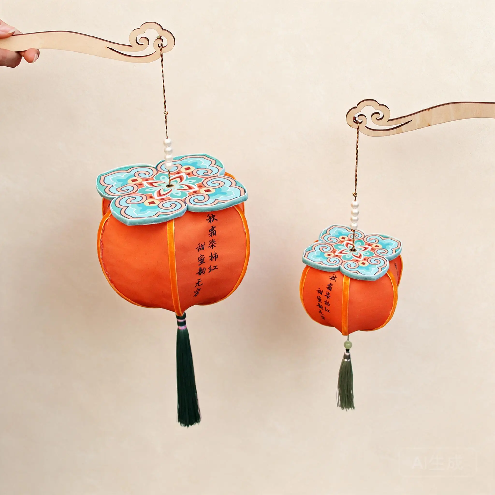 Handmade Diy Chinese Ancient Style Persimmon Lantern Mid Autumn Festival Lucky Handheld Palace Lantern Craft Kit For Home Decor