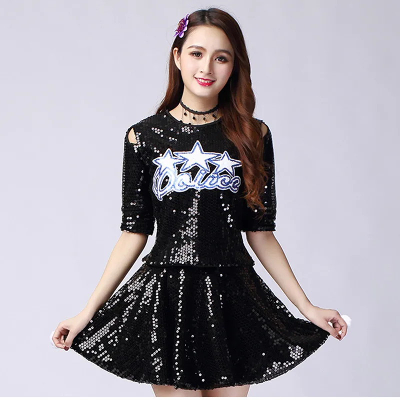 Sequin Hip Hop Jazz Dance dress Adult women Modern Stage Performance Street Dance Costumes DS Set Rave Outfit Gogo Dj Costume