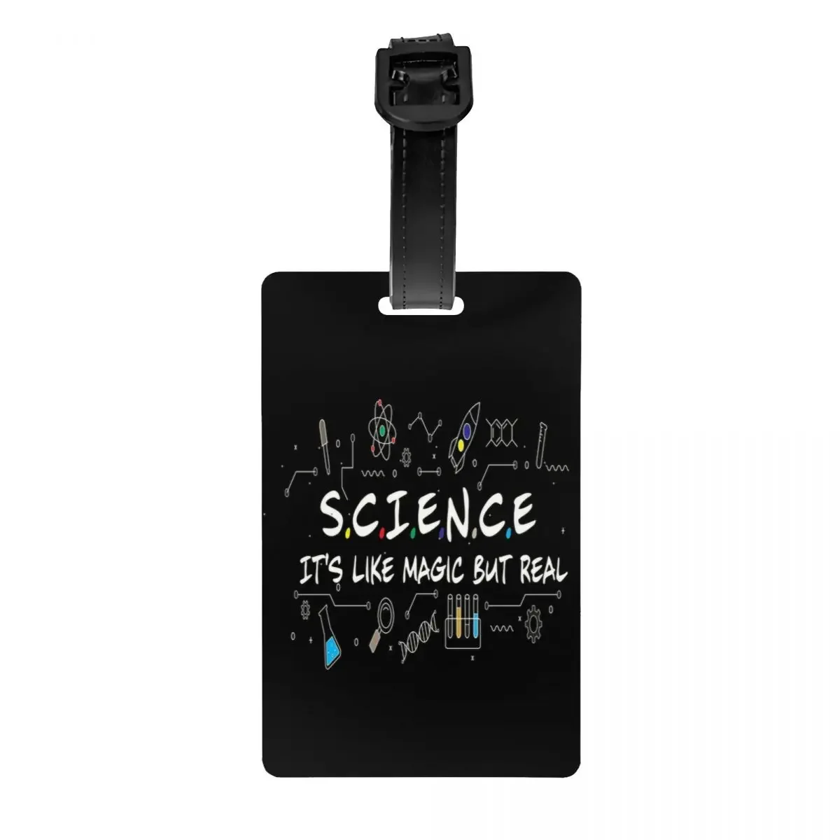 

Science It's Like Magic But Real Luggage Tags for Suitcases Cute Chemistry Math Teacher Baggage Tags Privacy Cover ID Label