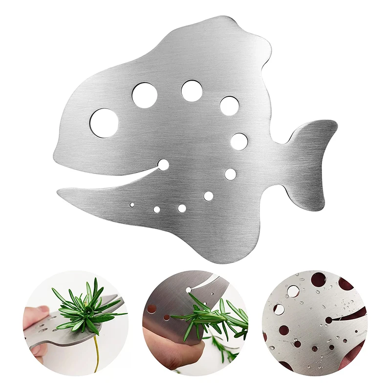 Овощечистка для трав из нержавеющей стали, кухонный гаджет для очистки трав от капусты, инструмент для очистки листьев тимьяна с 11 отверстиями для легкой зачистки