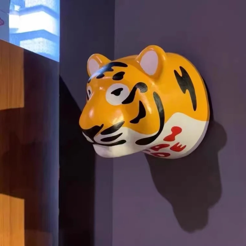 Décoration murale réaliste tête de tigre, sculpture suspendue 3D en résine, art animalier imitation pour la maison, accent décor
