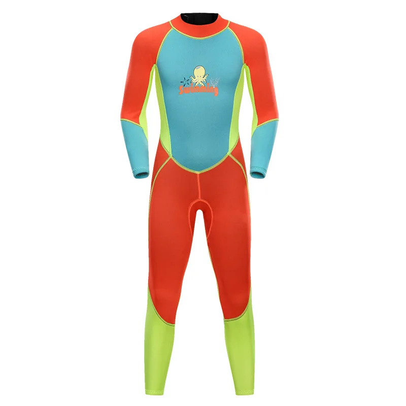 SBART Children's 2mm Colour SCR Neoprene Swimsuit Baby Wetsuits Snorkeling Surfing Kids Swimwear Long Sleeve Elastic Diving Suit