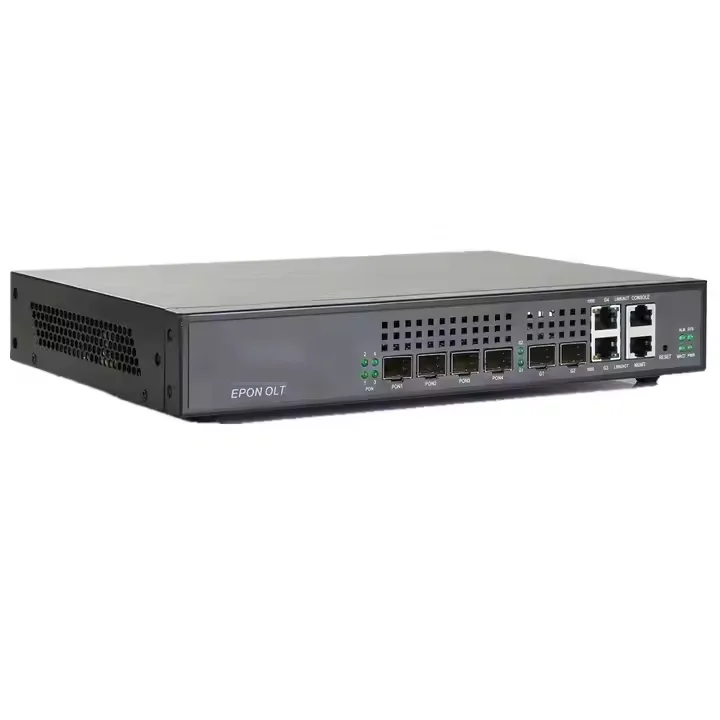 1U Rack-mounted 4-PON EPON OLT with 2 SFP PON Ports 2 1000M Uplink Ports - Support 64-128 ONUs 20km Transmission