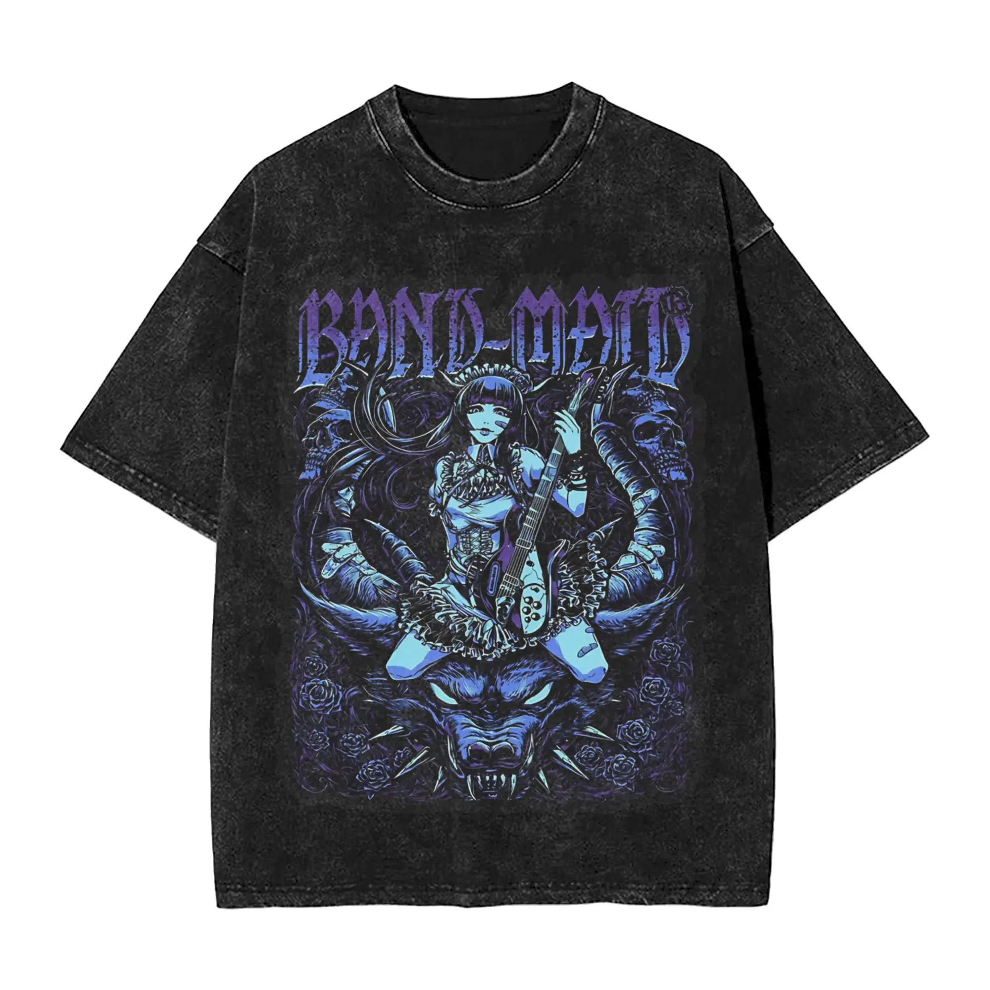 Band Maid T Shirt Hip Hop Washed Cotton High Street T-Shirts Rock Music Novelty for Men Women Streetwear Graphic Printed Tees