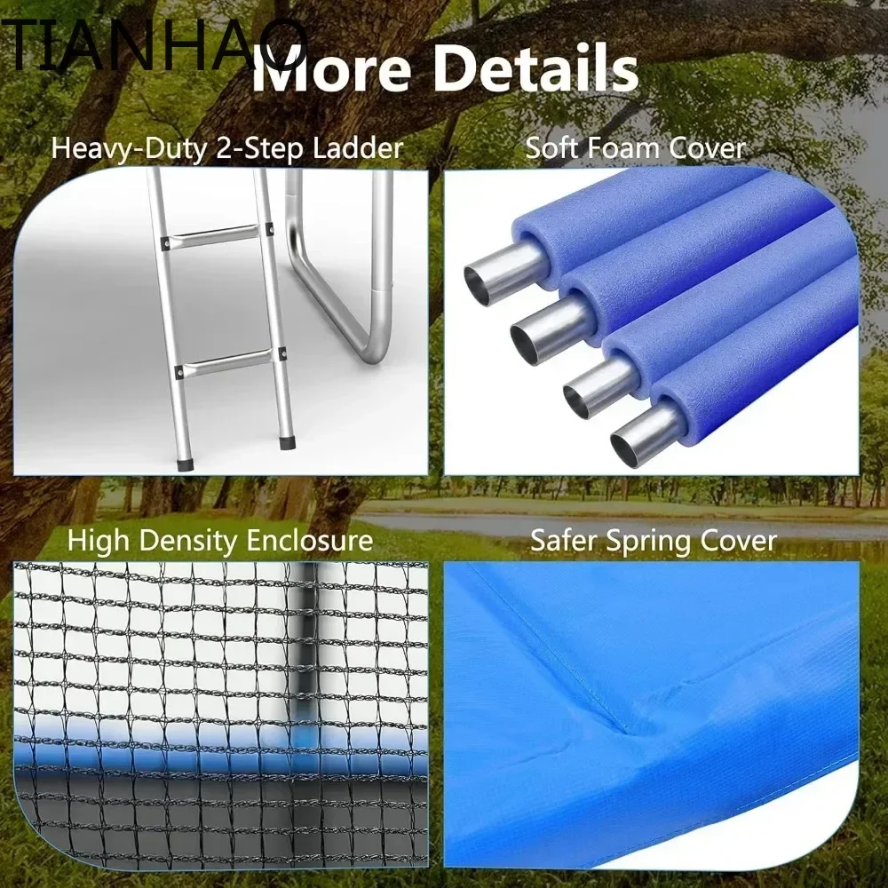 14ft/15ft Trampoline with Safety Net, Outdoor Trampoline with Basketball Stand, Heavy Duty Jumping Mat and Spring Cover Pad view 5