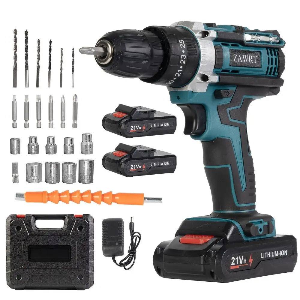 

21V Cordless Impact Wrench, Wireless Drill Kit, Brushless Electric Impact Gun Drill, Equipped With 2pcs Batteries, Toolbox, Cha