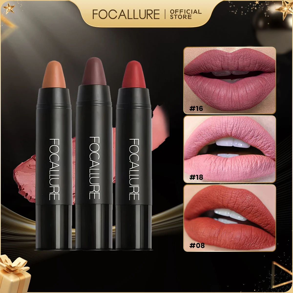 FOCALLURE 31 Colors Matte Lipstick Long Lasting Waterproof Sexy Lipbalm Non-Stick Lip Tint Lip Pencil Makeup Cosmetics for Women