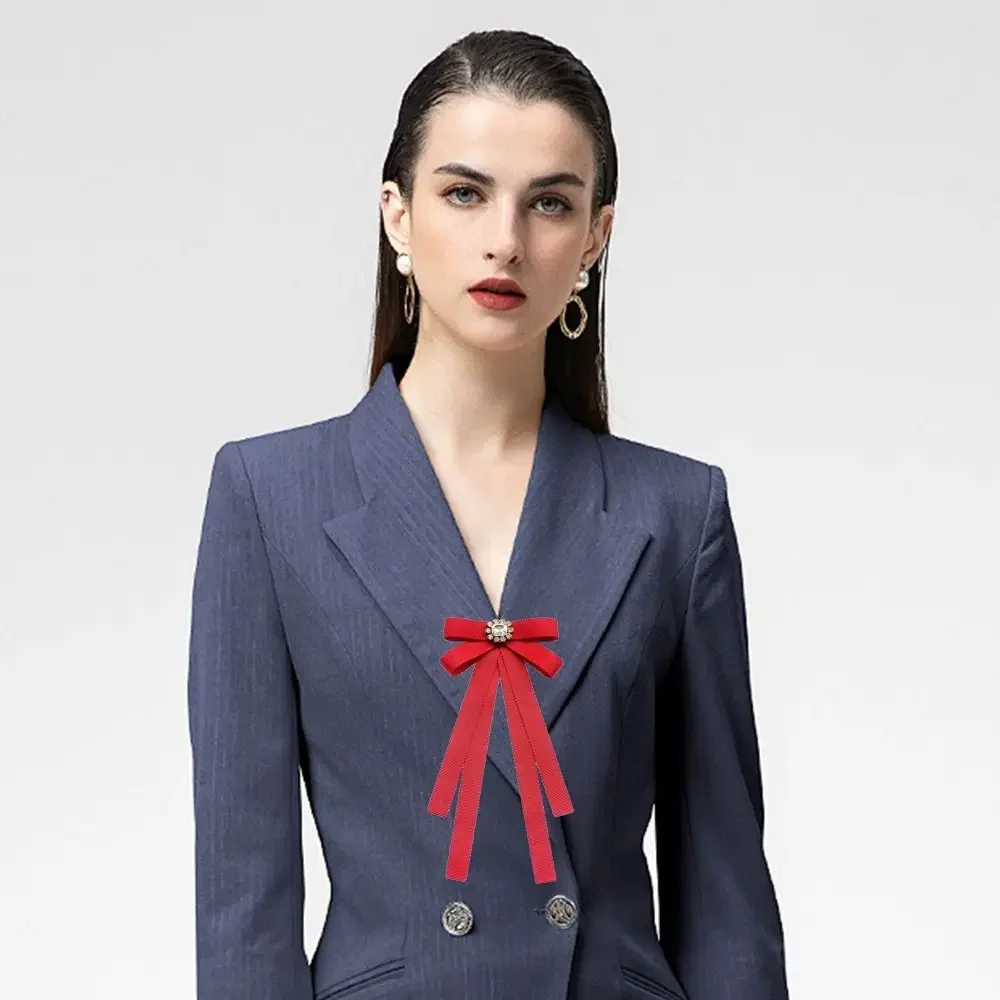 College Style Butterfly Knot Adjustable Elastic Band Simple Slim Rhinestone Shirt Bow Tie Solid Color Business Dress