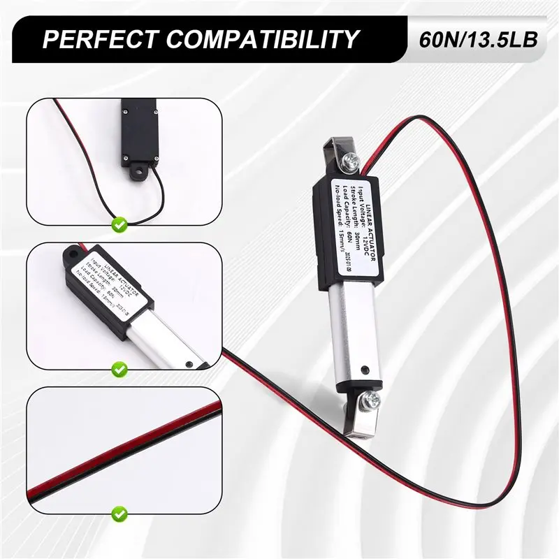 3X Micro-Type Linear Actuator,1In Stroke,60N/13.5Lb,Speed 15Mm/S Mini Electric Waterproof Motor Linear Actuator 12V