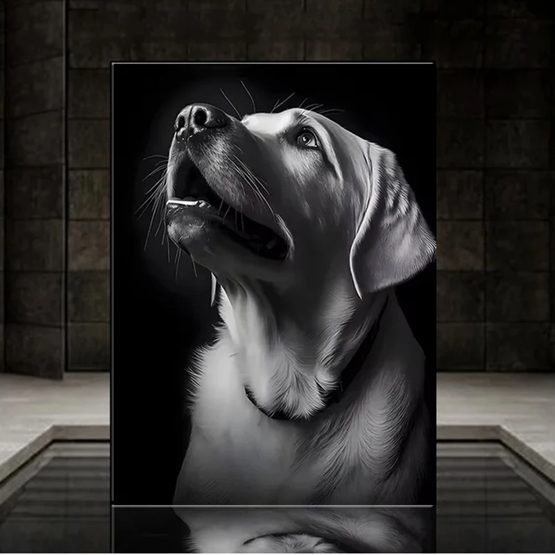 Kits de Arte de Diamantes con Diseño de Perro en Blanco y Negro para Adultos - Arte y Manualidades con Diamantes de Imitación para Decoración de Paredes del Hogar y Regalos