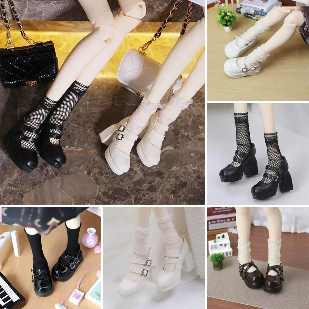 Modne buty dla lalek PU Leather Cute Princess High Heels Sexy DIY Accessories Play House Shoes for 1/3 1/4 BJD 45/60cm Dolls