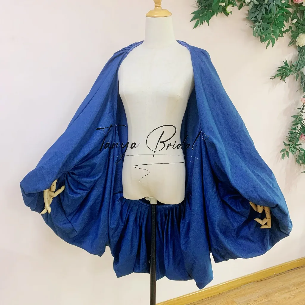 Fashion Denim Fabric Cloak Long Sleeved Mid Length Shawl Lady Cape Acceptable Customization