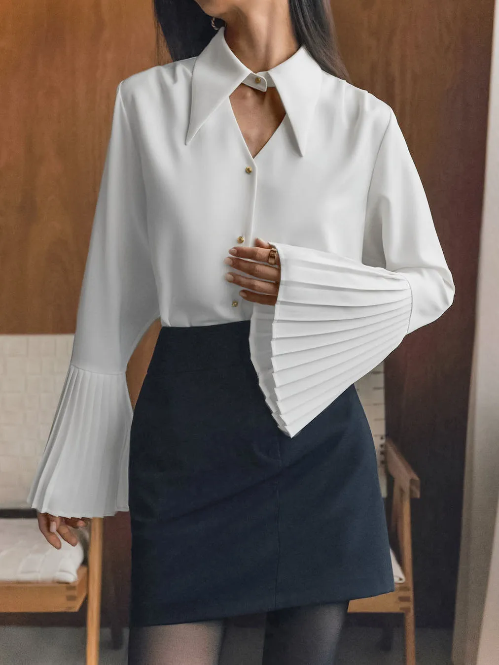 Parc Fee Fashion Loose White Office Women Blouse 2025 Casual Lapel Long Sleeve Shirts Elegant Chic Solid Top Female Clothing