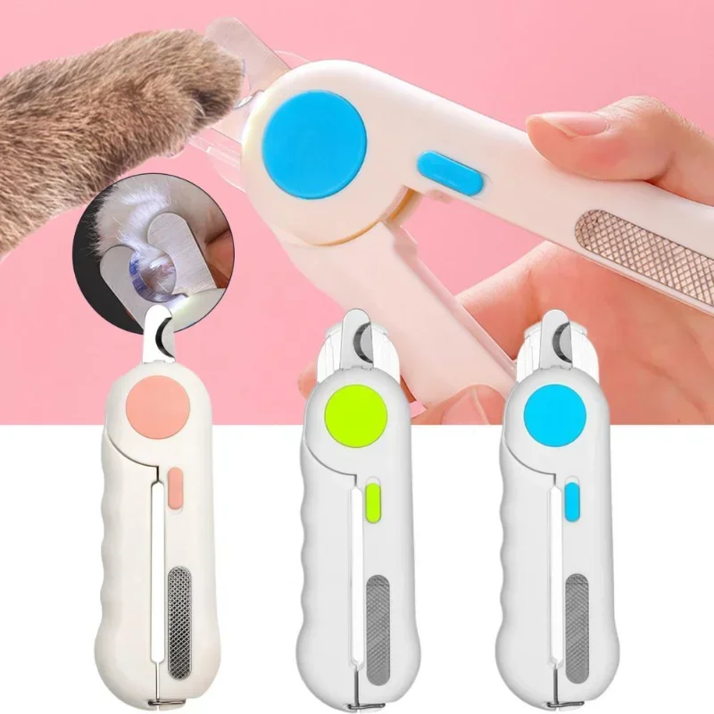 Safe Medium Pet Grooming LED Light Pet Nail Scissors Splash-proof Effortless Precise Trimming Cat Dog Nail Clipper Pet Supplies