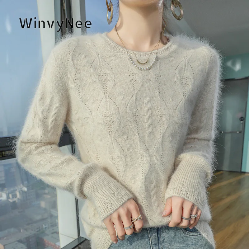 WinvyNee Women Jumper Mink Velvet Cable Knit Brushed Fabric Gentle Soft Garment Urban Trend Vibe Fine Daily Wear Goods ZA1248041