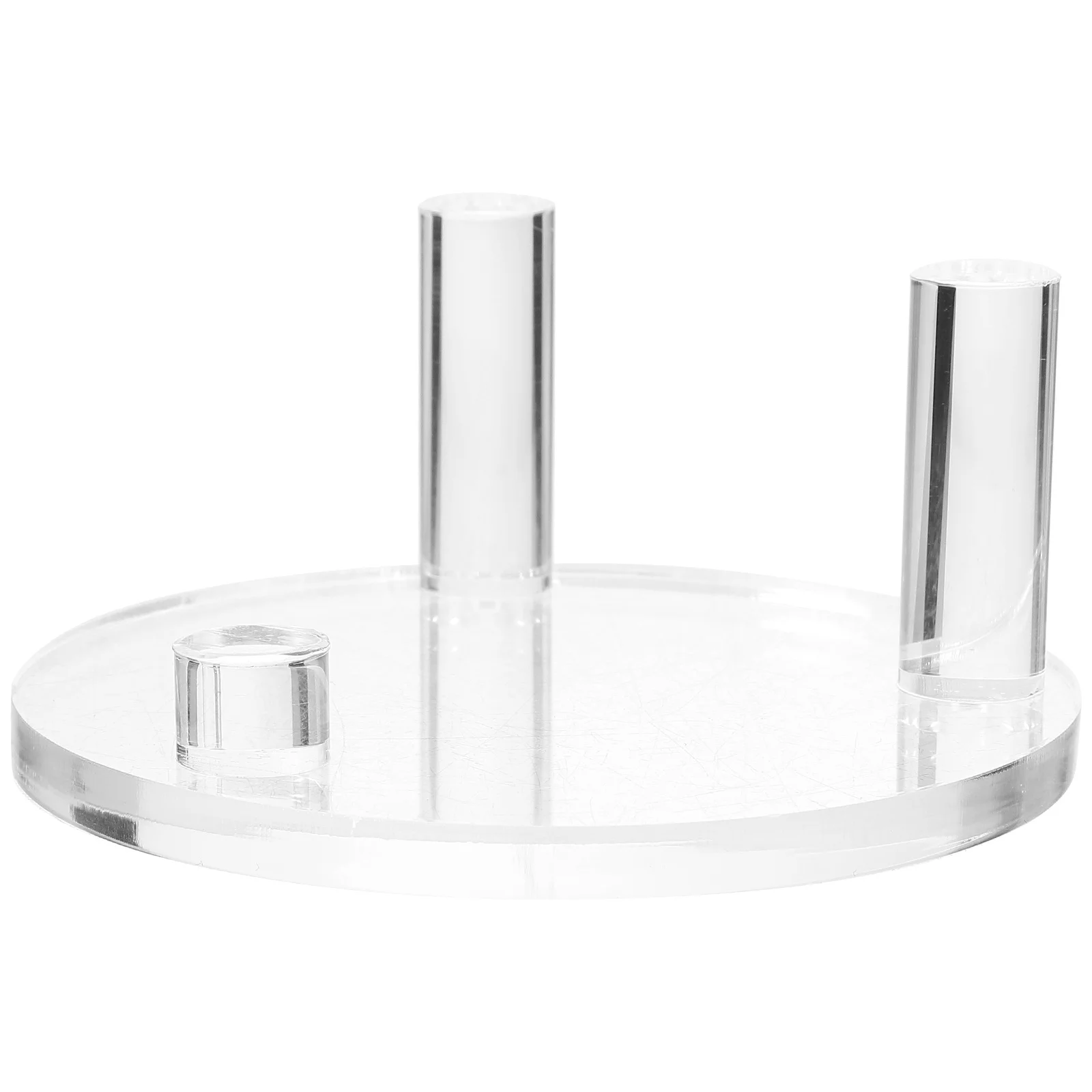 

Acrylic Jewelry 11x11cm Clear Acrylic Pedestal Three Pegs Rack for Mineral Rocks Collectibles Storage Pedestal