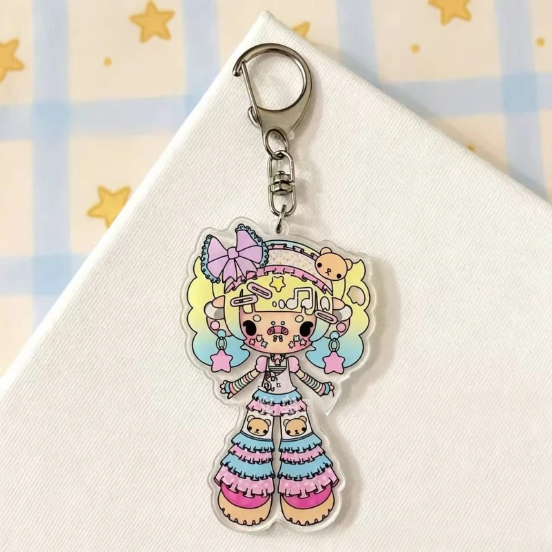 Dopamine Outfit Small Figure Acrylic Keychain Sweet and Cool Girl Dreamy Street Style Good-looking Hanging Decoration Pendant