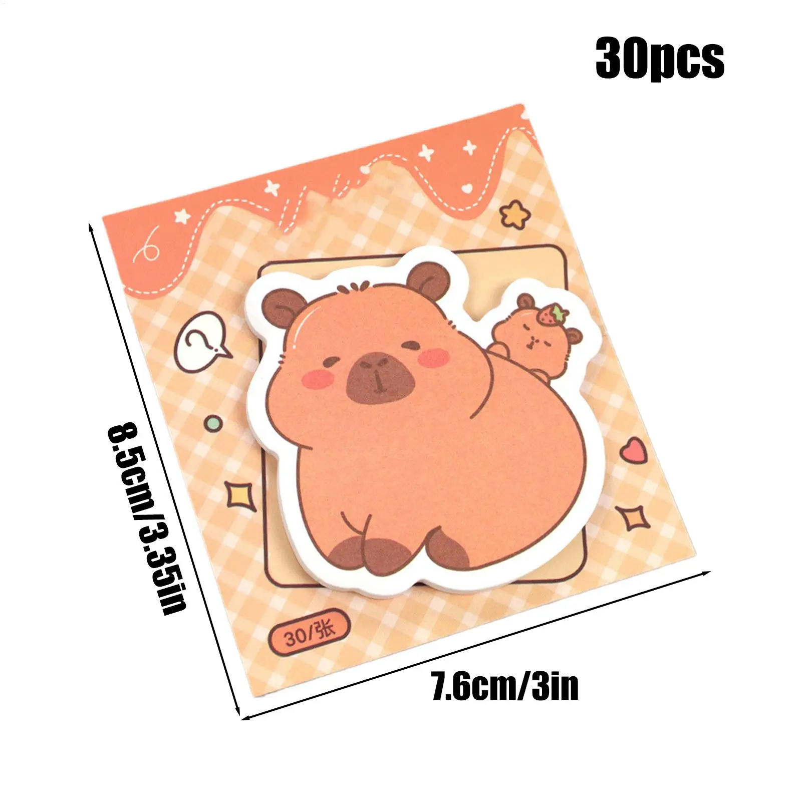 Fun Sticky Notes Capybara Adhesive Noting Decals 30 Sheet Aesthetic Sticky Notes For Desk Wall Backpack Work Kids Adults Girls