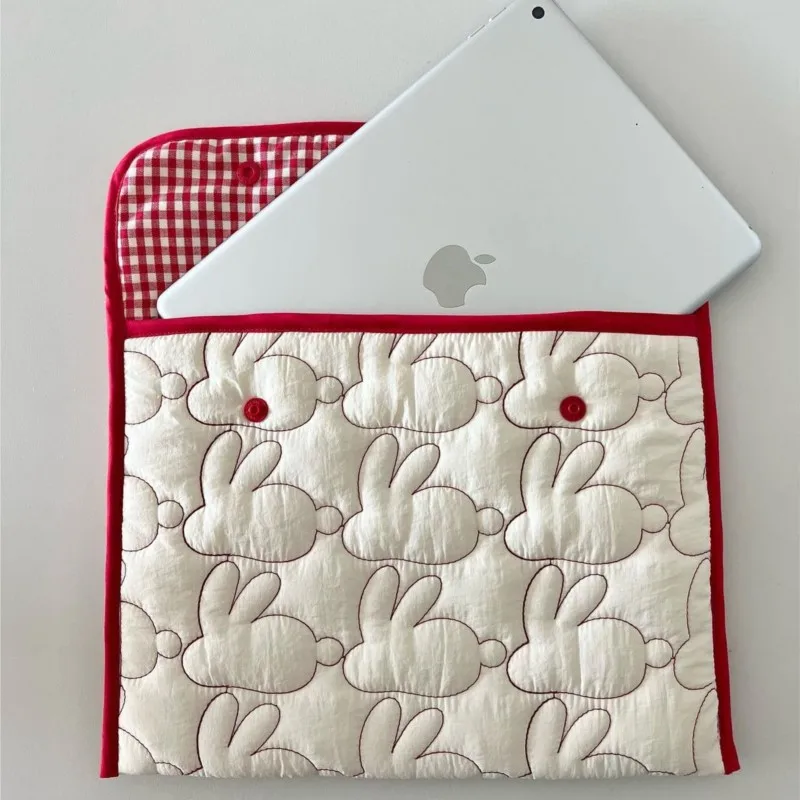 Ins Rabbit Embroidery Laptop Sleeve Bag Case Macbook Air Pro 13 M1 M2  Notebook Sleeves 11 13 13.3 14 Inch Carring Computer Bag