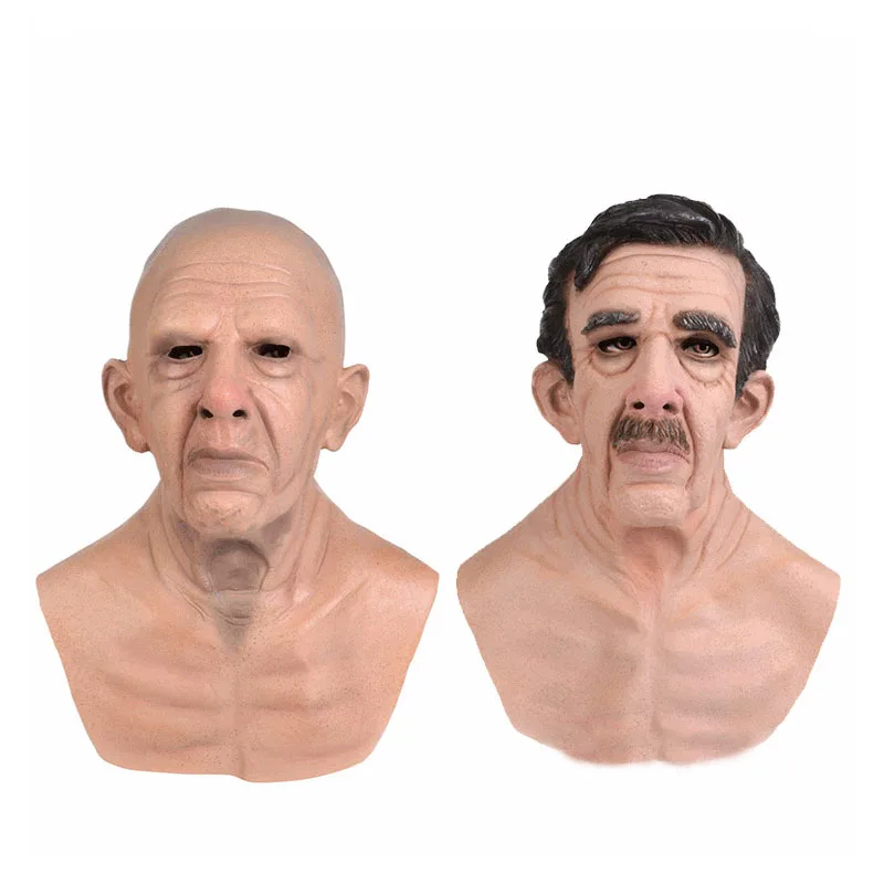 Elderly Woman Man Mask Halloween Party Wrinkle Full for Head Mask Grandpa Grandma Face Mask Cosplay Props Party Supplies