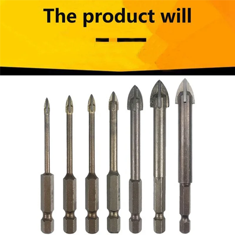 A61Z Deals Tile Drill Bit Concrete Cement Drill Bit Multi-Function Punch Hole Opener Four-Edged Triangular Drill Bit Set Carbide