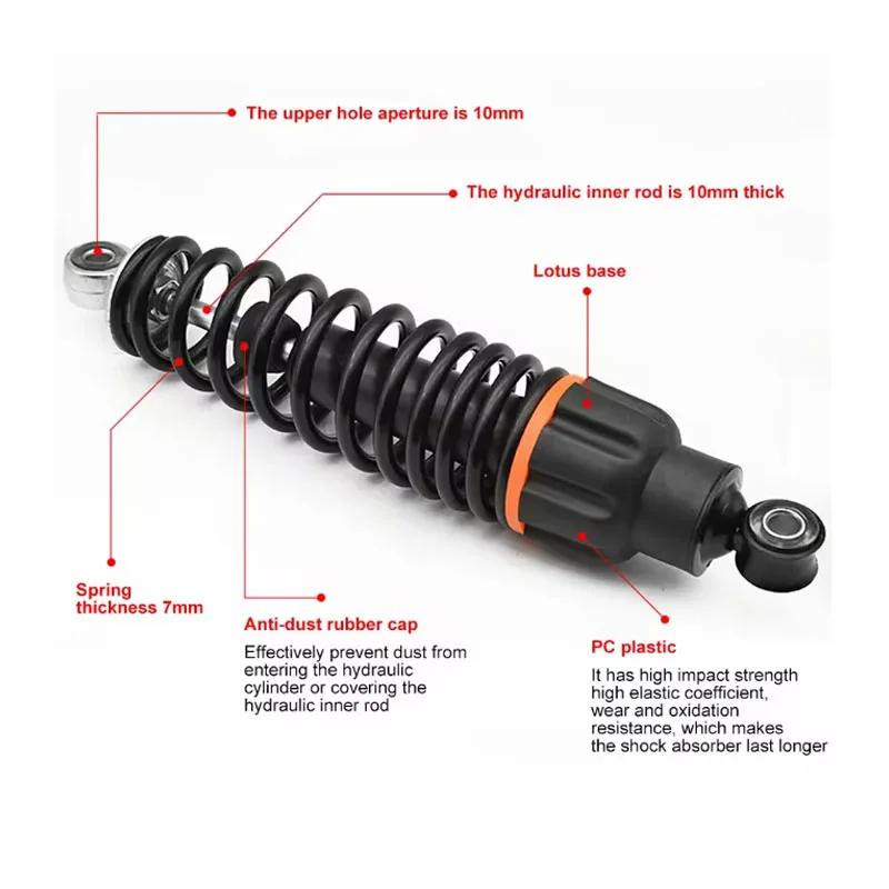 

Universal 800lbs Adjustable Rear Shock Absorber for Motorcycle 250mm 270mm 290mm 310mm Hydraulic Suspension Cruiser
