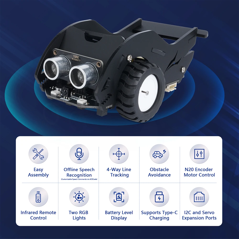 ACEBOTT SharkBot Smart Robot Car Kit met ESP32 voor Arduino STEAM Programmering Educatief speelgoed