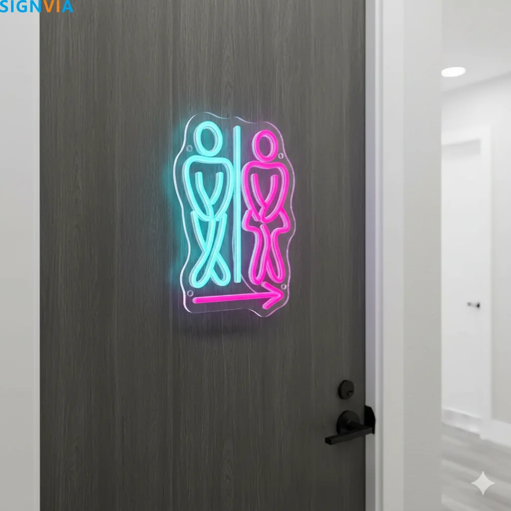 Toilet LED Neon Sign – USB Dimmable, Wall Mounted with Clear Visibility, Suitable for Shopping Malls, Shops & Public Toilets