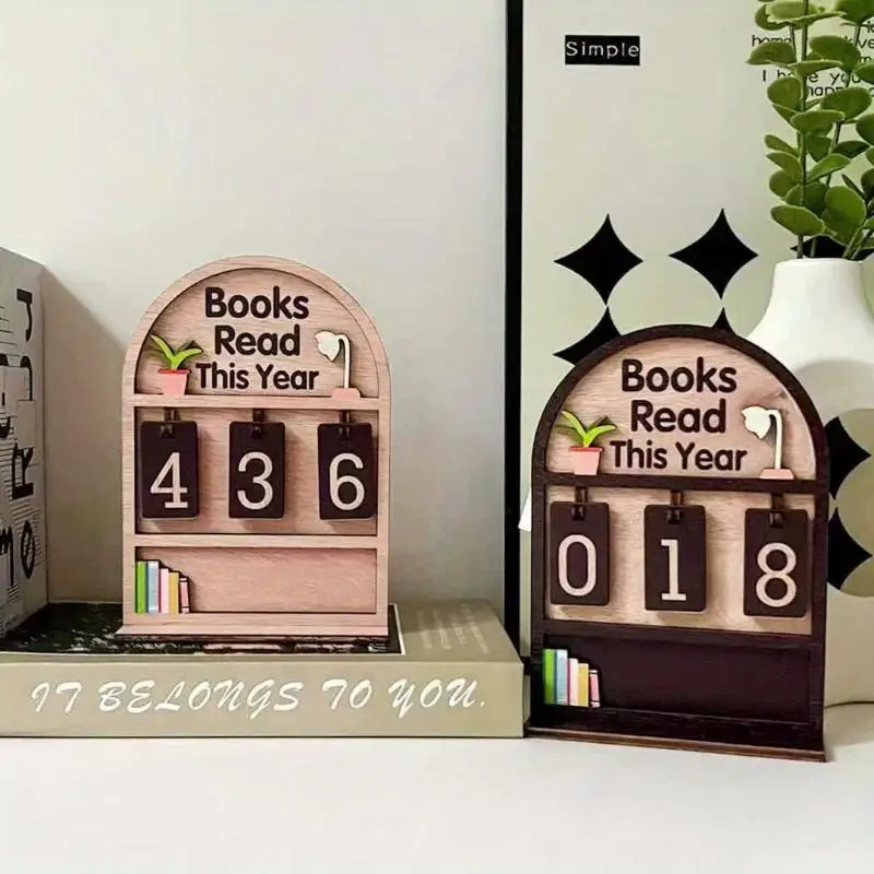 Wooden Book Read This Year Counter Reading Challenge Tracker Bookshelf Club Classroom Decor New Years Gifts For Bookworm Family▪