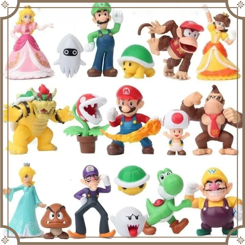 

NEW 2026 HOTSALE Super Mario Bros PVC Action Figure Toys Dolls Model Set Luigi Yoshi Donkey Kong Mushroom For Birthday Gifts