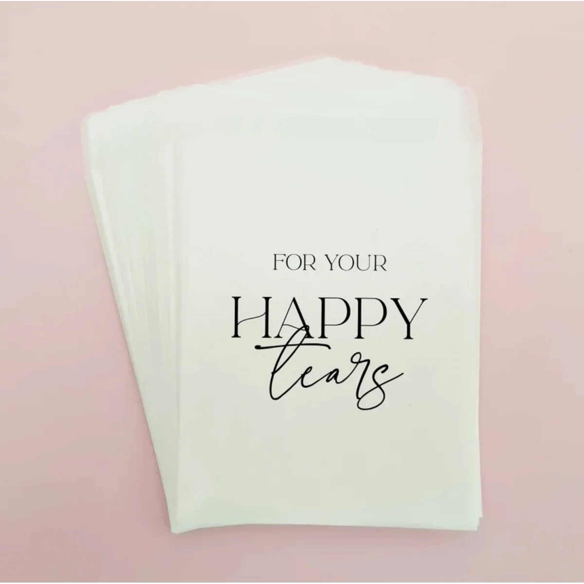 x50 For Your Happy Tears Wedding Tissues Packets 100% Biodegradable Glassine Bags - 50 pack - Wedding Supplies