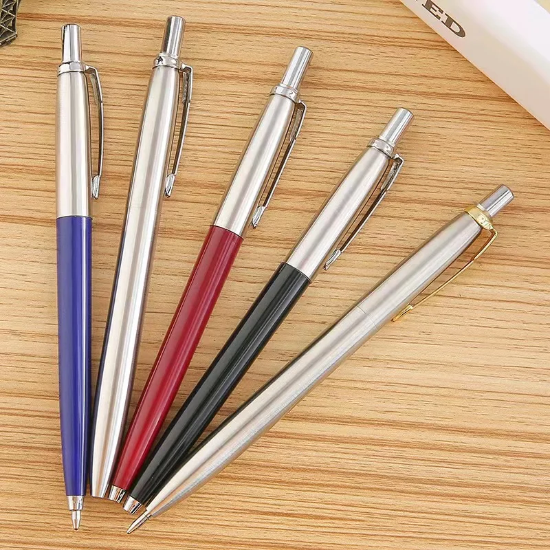 Press Metal Ballpoint Pen Student Stationery Aesthetic Writing Core Solventborne Automatic Ball Pen Signature Pen gift