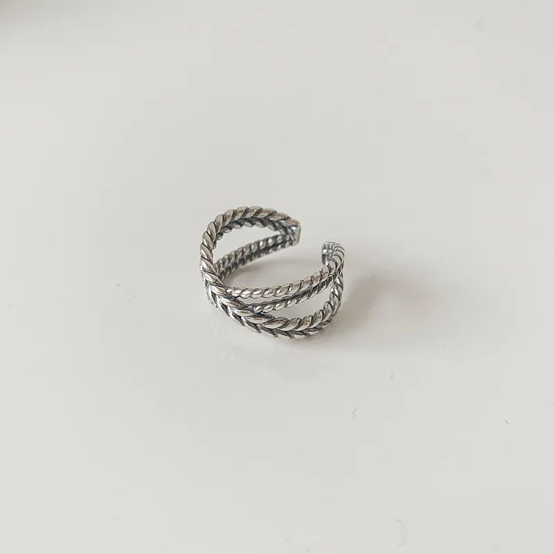 925 Sterling Silver Simple Multilayer Line Adjustable Rings For Women Geometric Fine Jewelry Accessories Gifts