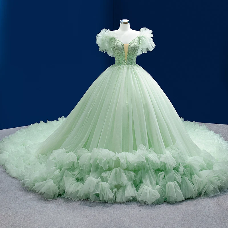 Vert Chérie Robes De Quinceanera Robe De Bal Lacets Doux 16 Robes Robes De 15 Ans Tulle Robes De Soirée Q2228