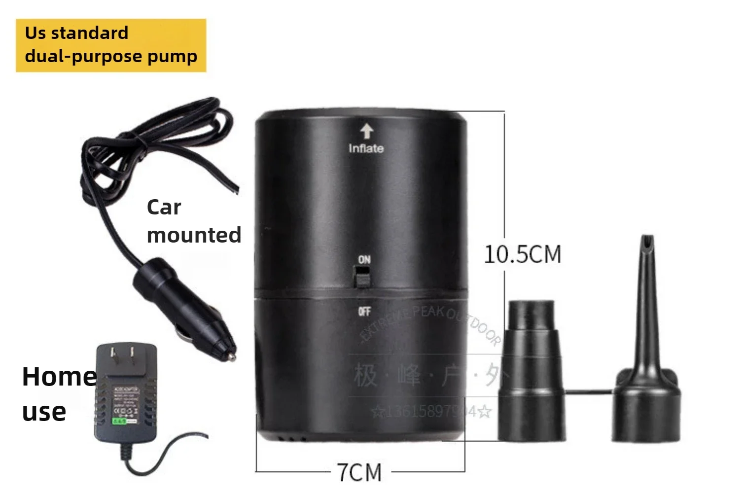 Pompe à air multifonctionnelle pour touristes, 110V ~ 220V, domestique, automobile, pompe à air US EU, moteur DC avec buse d'air pour lits gonflables