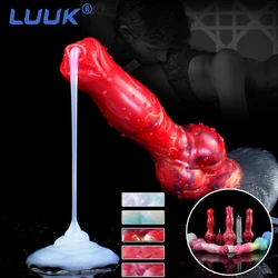 LUUK Dog Knot Ejaculation Fantasy Dildo with Strong Sucker Squriting Animal Penis Anus Butt Plug Sex Product Adult Fisting Game