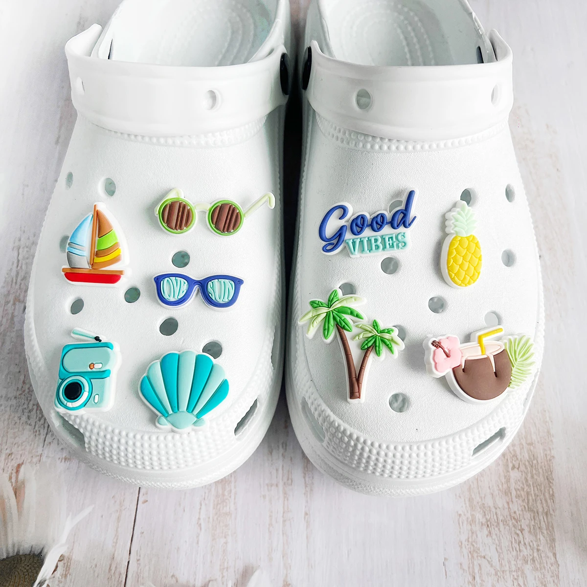 Hot Sale PVC 1Pcs Summer Beach Shoe Charms Pin for Crocs Accessories DIY Clogs Decorate Kids Adult Party Gifts