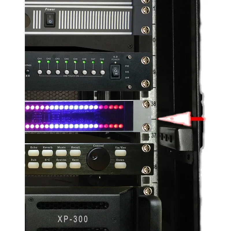 صف مزدوج 1U خزانة الصوت الموسيقى إيقاع مستوى المؤشر ضوء LED الطيف متر USB تحريض الصوت المنشط