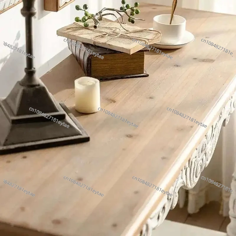 French Solid Wood Console Table Home Furniture Console Table Retro Old Corridor Art Decoration Facing The Entrance Hallway Table