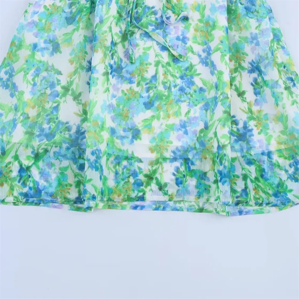   2025 avec ceinture design tempérament ample imprimé robe à manches courtes jupe courte été nouveaux vêtements pour femmes