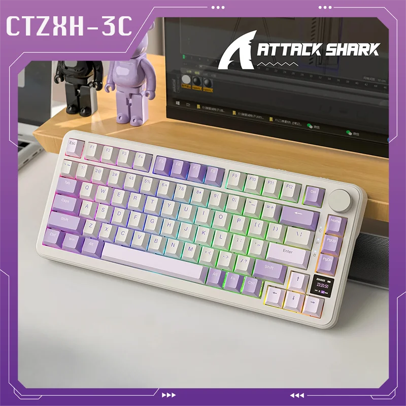 

Attack Shark X85pro Three Mode Mechanical Keyboard Rgb Optical Bluetooth Wireless Hot Plug Game Office Computer Peripherals