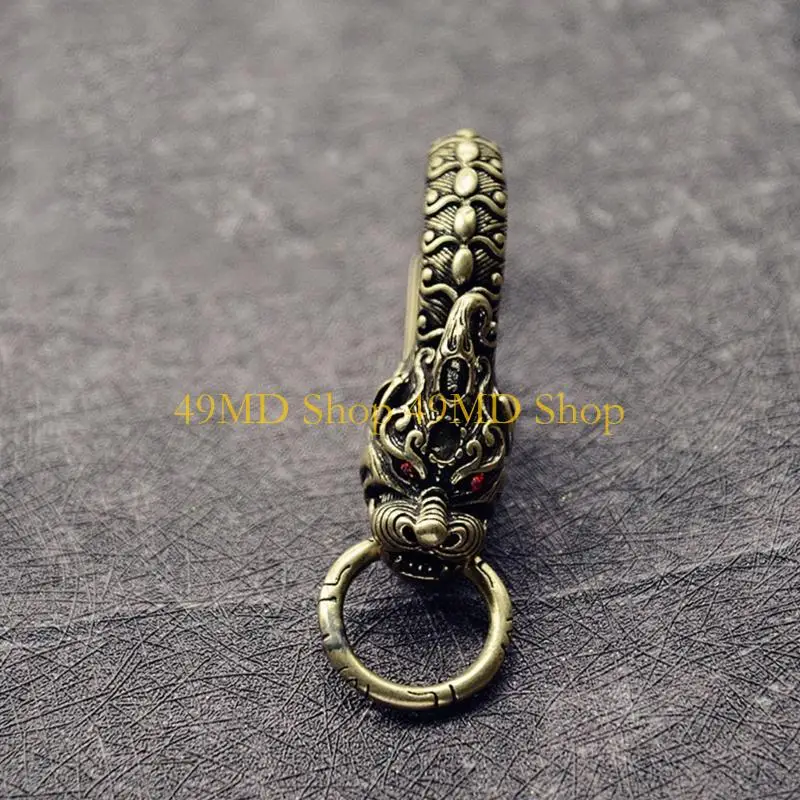 49MD Carved Loong Keychains For Keys Or Small Items for Kids Teens Adults Portable and Versatile Metal Keyrings Brass