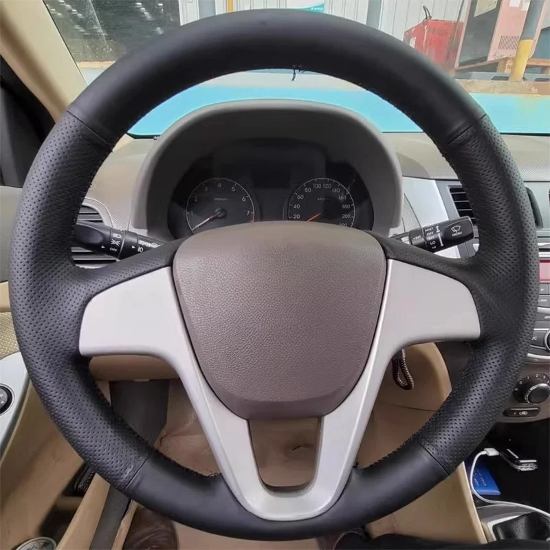 

DIY MicroFibe Leather Car Steering Wheel Cover For Hyundai Solaris Verna i20 2008-2012 Accent Interior Accessories Comfortable
