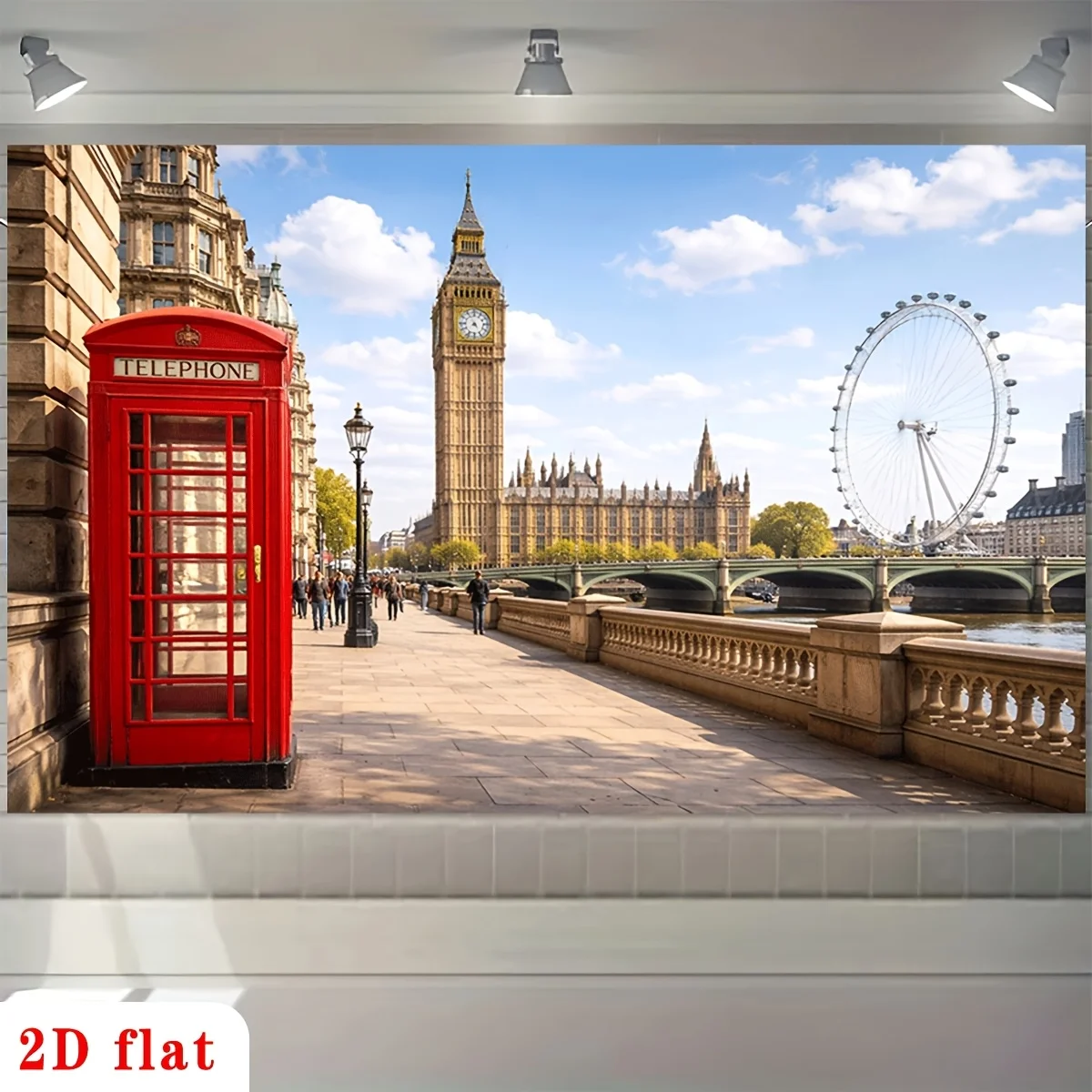 London Eye Big Ben Red Phone Box River Thames Tapestry 2DFlat Printing Wall Hanging Backdrop forLiving RoomDecor UK Landmark Art
