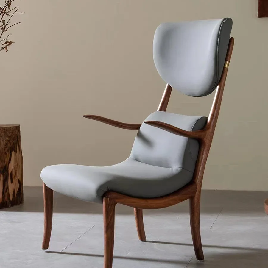 New Chinese-style North American black walnut leisure chair back chair, Song-style aesthetic solid wood sofa chair back