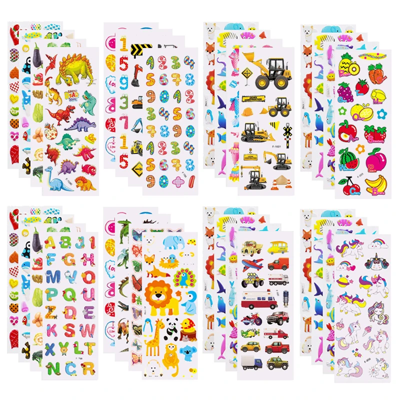 5 arkuszy naklejki dla dzieci bufiaste naklejki dla dzieci urodziny boże narodzenie prezent na nowy rok dla dziewczynki chłopiec Scrapbooking naklejki z kreskówek