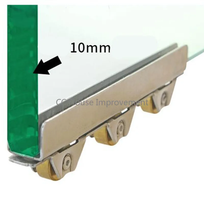 8mm/10mm Glass Sliding Door Roller Clamp Stainless Steel Wheel Pulley Rollers For Bathroom Door Shop Wine Cabinet