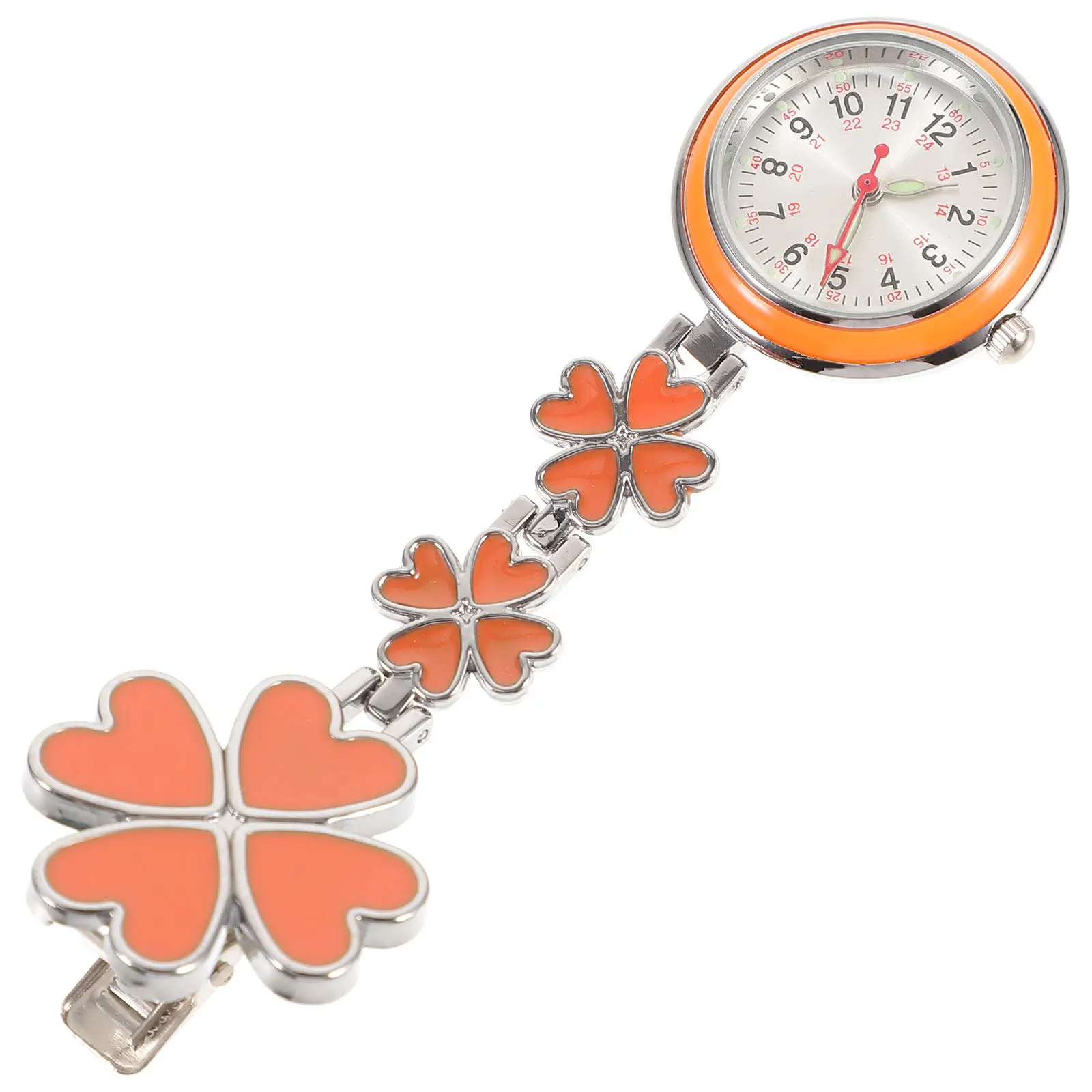 

Уникальные часы для медсестер с розовым узором, на клипсе, легкие, простой дизайн, карманные часы для медперсонала