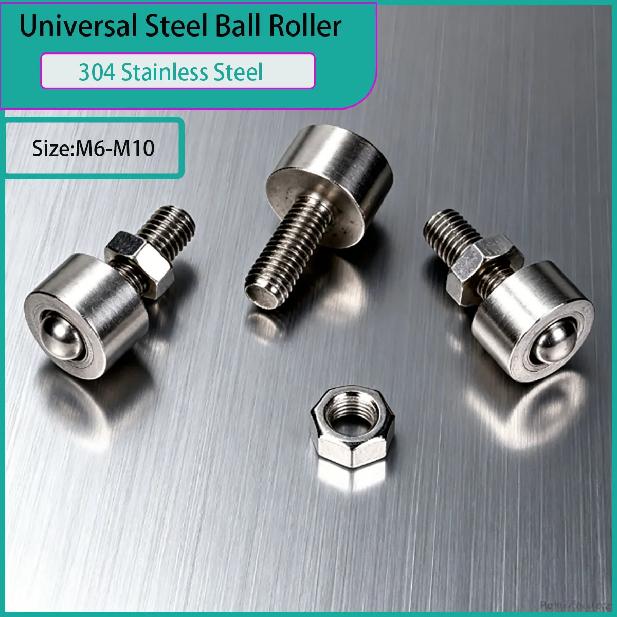 

Stainless Steel Bull Eye Ball Bearing Universal Steel Ball Roller Nut Fixed - M6- M10 Thread Size for Industrial Machinery